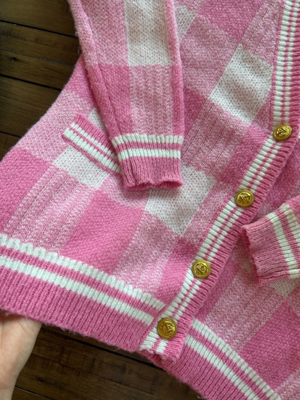 More to Come Revolve Bonnie Pink Plaid Cardigan Sweater XS - Picture 9 of 12